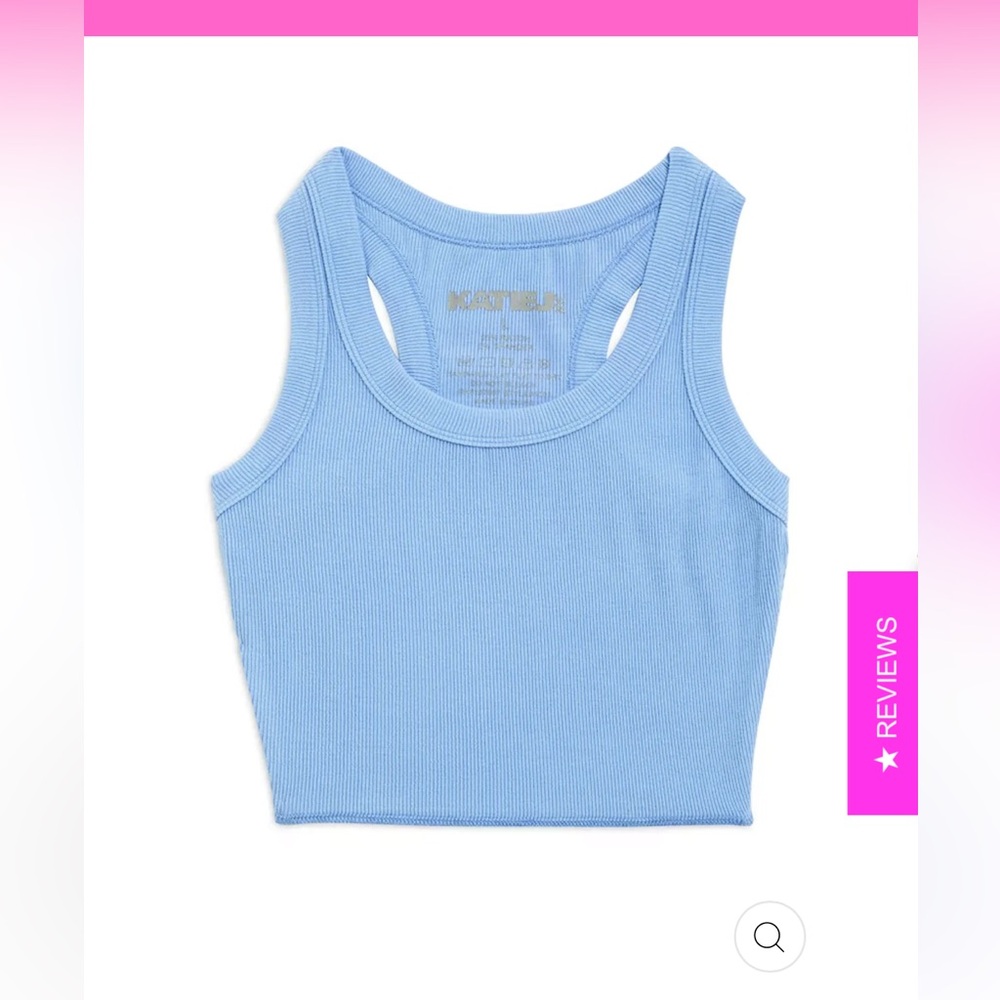 Katie J NYC Light Blue Ribbed Tank Top